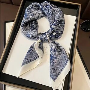 Elegant Blue and White Paisley Scarf